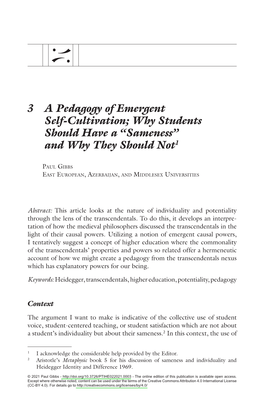 3 a Pedagogy of Emergent Self-Cultivation