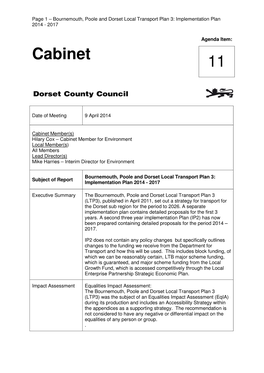 11. Bournemouth, Poole and Dorset Local Transport Plan 3 090414-1.0