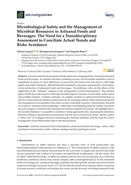 Microbiological Safety and the Management of Microbial