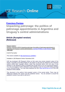 The Politics of Patronage Appointments in Argentina and Uruguay's Central Administrations