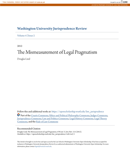 The Mismeasurement of Legal Pragmatism, 4 Wash