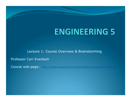 Lecture 1: Course Overview & Brainstorming