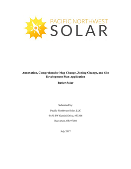 Annexation, Comprehensive Map Change, Zoning Change, and Site Development Plan Application Butler Solar