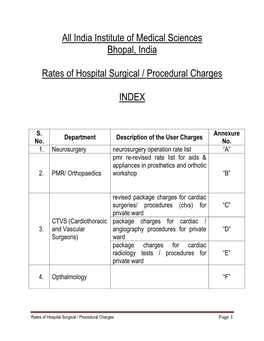 All India Institute of Medical Sciences Bhopal, India Rates of Hospital