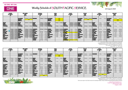 Weekly Schedule of SOUTH PACIFIC SERVICE 28 August 2020