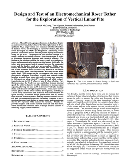 Design and Test of an Electromechanical Rover Tether for the Exploration of Vertical Lunar Pits