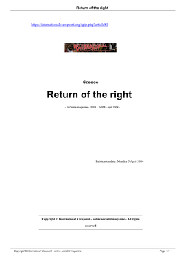 Return of the Right
