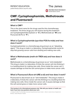 CMF: Cyclophosphamide, Methotrexate and Fluorouracil