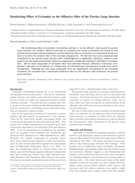 Deodorizing Effect of Coriander on the Offensive Odor of the Porcine