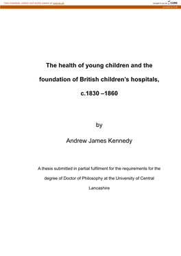 The Health of Young Children and the Foundation of British