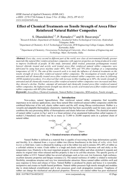 Effect of Chemical Treatments on Tensile Strength of Areca Fiber Reinforced Natural Rubber Composites