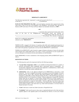 MERCHANT AGREEMENT A