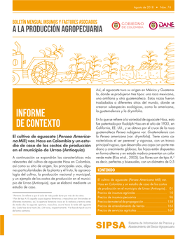 Boletín Mensual Insumos Y Factores Asociados a La Producción Agropecuaria