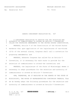 Hill SENATE CONCURRENT RESOLUTION NO. 507 A