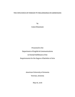 The Influence of Foreign Tv Melodramas on Armenians