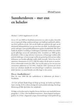 Sunnhetsloven – Mer Enn En Helselov