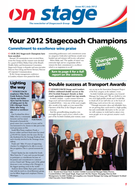 Your 2012 Stagecoach Champions Commitment to Excellence Wins Praise