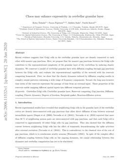 Arxiv:2006.11532V1 [Q-Bio.NC] 20 Jun 2020 Connected to Approximately 10 Other Golgi Cells Via Gap Junctions