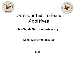 Introduction to Food Additives