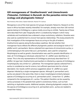 Gill Monogeneans of '[I]Gnathochromis[I]' and [I