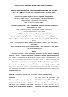 Structure Based Drug Design of 4-Aminoquinilone Derivatives in DNA Gyrase B Subunit for Anti-Tuberculosis Agents Using Molecular Dynamics Simulations