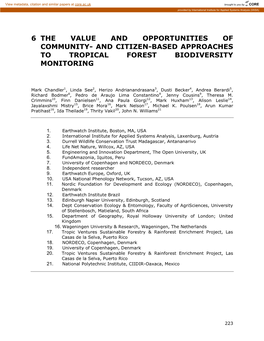 6 the Value and Opportunities of Community- and Citizen-Based Approaches to Tropical Forest Biodiversity Monitoring