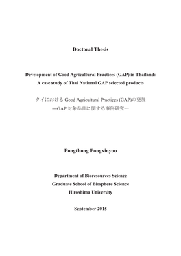 Doctoral Thesis Development of Good Agricultural Practices