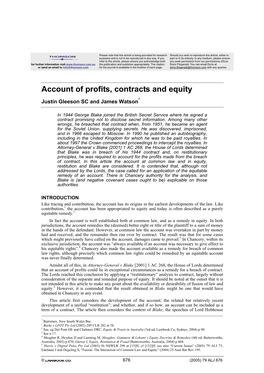 Account of Profits, Contracts and Equity