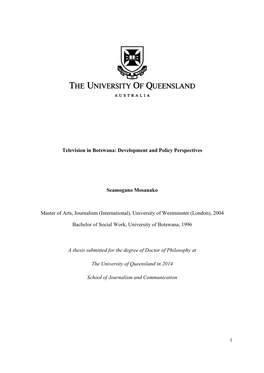 Television in Botswana: Development and Policy Perspectives