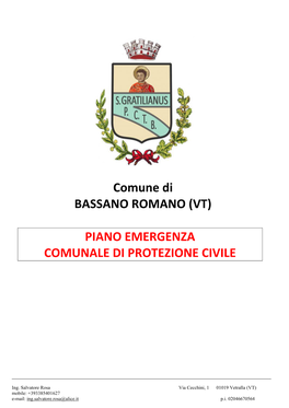 Comune Di BASSANO ROMANO (VT) PIANO EMERGENZA COMUNALE