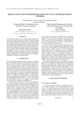 Digital Emulation of Distortion Effects by Wave and Phase Shaping Methods