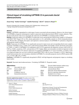 Clinical Impact of Circulating LAPTM4B-35 in Pancreatic Ductal Adenocarcinoma