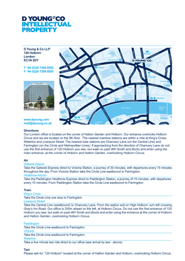 D Young & Co LLP Location Map London Office UK