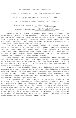 I. /7 Abstract Approved: T/?1~T?·T ;Ri '- ______--, Kansas Is a State Blessed with Many Riches, the Greatest of Which Is Her People