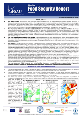 FSNAU Monthly Brief