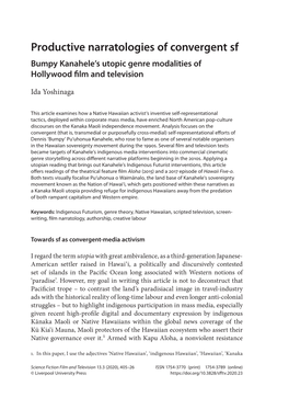 Bumpy Kanahele's Utopic Genre Modalities of Hollywood Film And