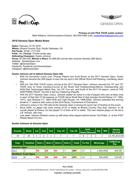 Pre-Tournament Notes