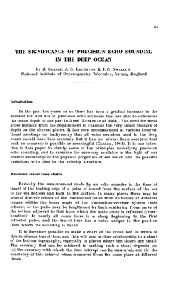 The Significance of Precision Echo Sounding in the Deep Ocean