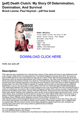 (56D04bc) [Pdf] Death Clutch: My Story of Determination, Domination, And