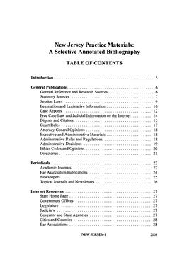 New Jersey Practice Materials: a Selective Annotated Bibliography