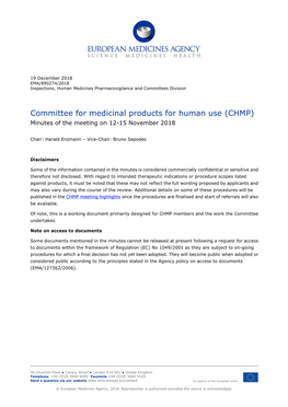 List Item Minutes of the CHMP Meeting 12-15 November 2018