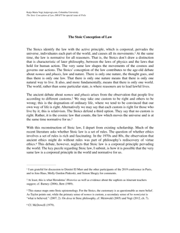 Stoic Conception of Law, DRAFT for Special Issue of Polis