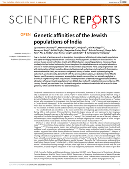 Genetic Affinities of the Jewish Populations of India