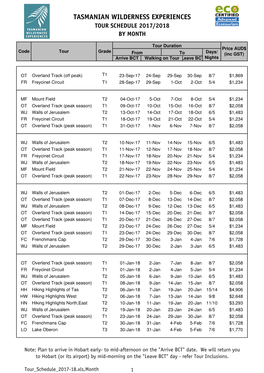 Tour Schedule 2017-1