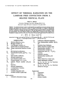 Effect of Thermal Radiation on the Laminar Free Convection from a Heated Vertical Plate