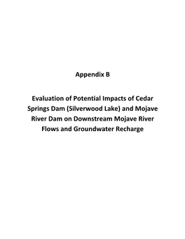Appendix B Evaluation of Potential Impacts Of