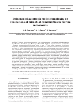 Influence of Autotroph Model Complexity on Simulations of Microbial Communities in Marine Mesocosms
