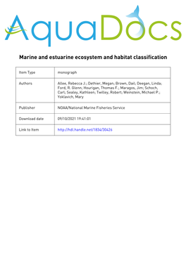 Marine and Estuarine Ecosystem and Habitat Classification