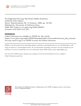 The Suppressed Drawing: Paul Dirac's Hidden Geometry Author(S): Peter Galison Source: Representations, No