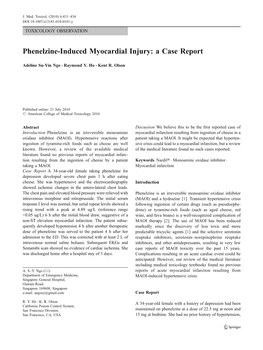 Phenelzine-Induced Myocardial Injury: a Case Report